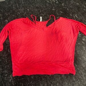 Athletic Basic Pink Workout Top with Sewn In Tank Top (S)